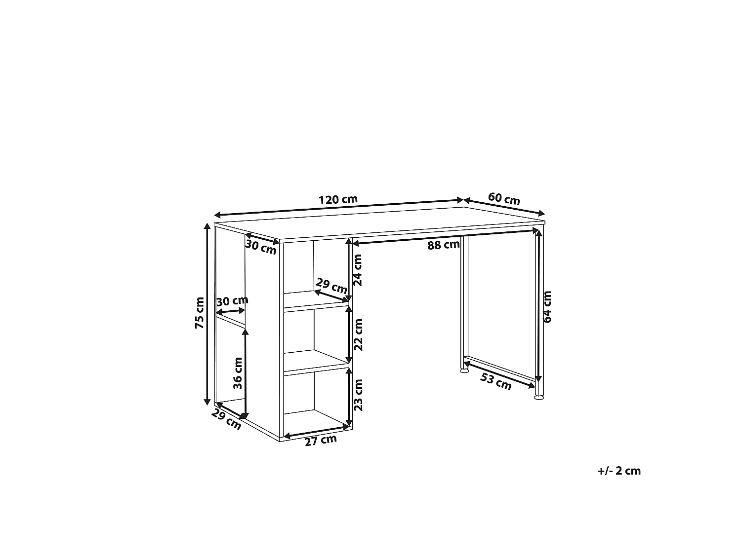 Table de bureau DESE Marron/blanc 120 cm 60 cm