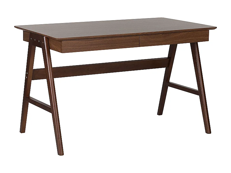 Funktionaler Schreibtisch dunkler Holzfarbton mit 2 Schubladen Sheslay