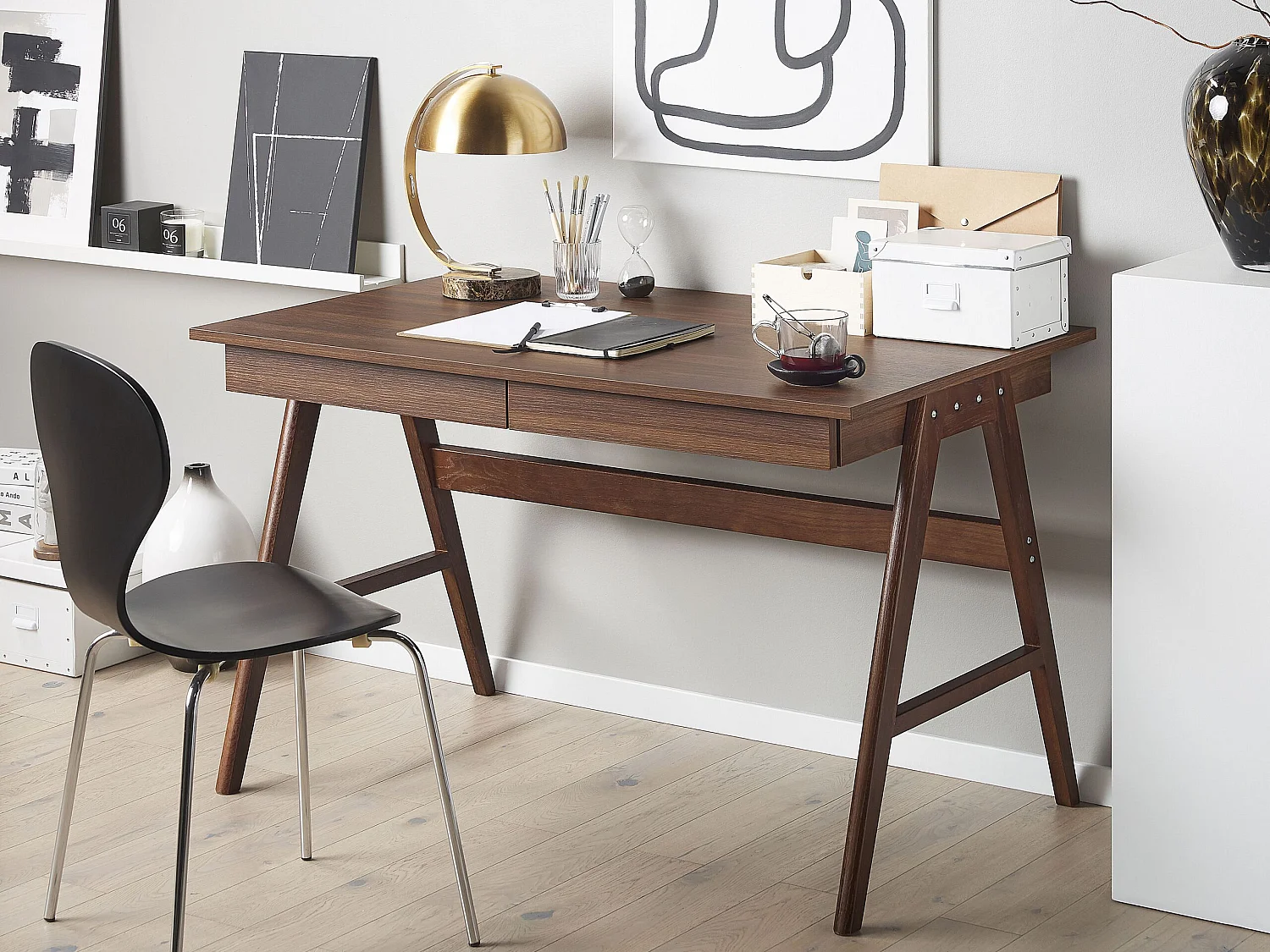 Scrivania SHESLAY Marrone scuro 120 cm 70 cm con contenitore