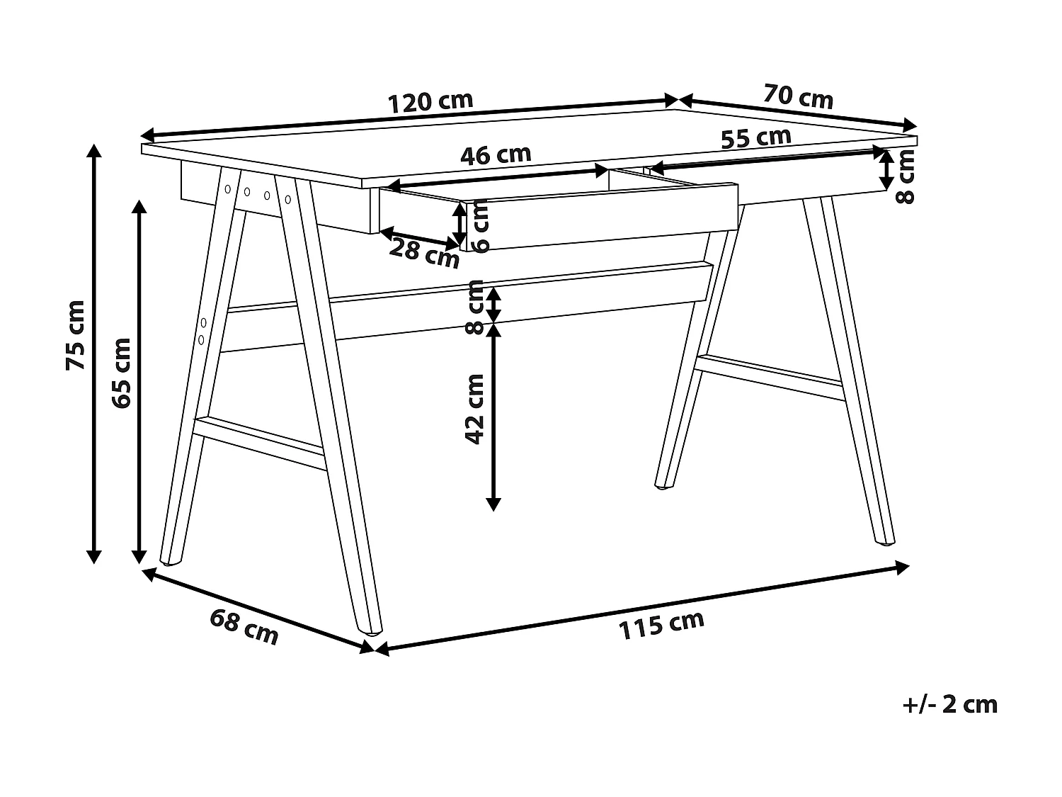 Scrivania SHESLAY Marrone scuro 120 cm 70 cm con contenitore