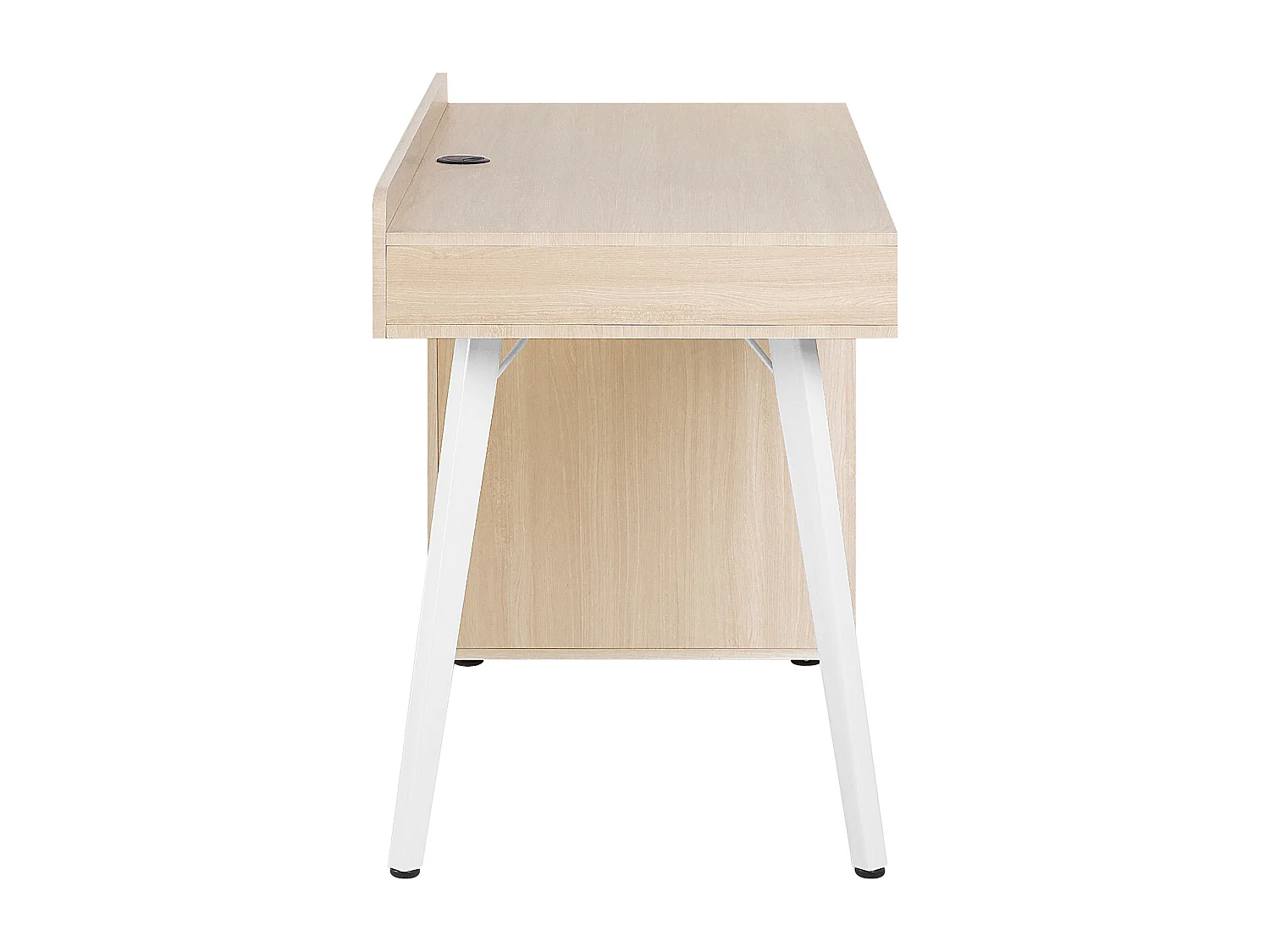 Schreibtisch weiß / heller Holzfarbton 130 x 60 cm 3 Schubladen CARACAS