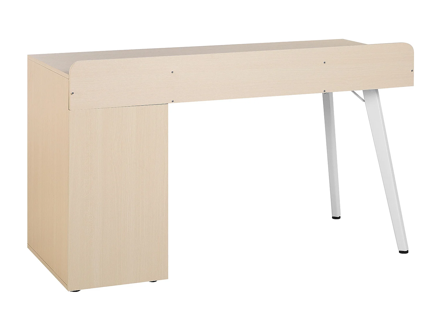 Schreibtisch weiß / heller Holzfarbton 130 x 60 cm 3 Schubladen CARACAS