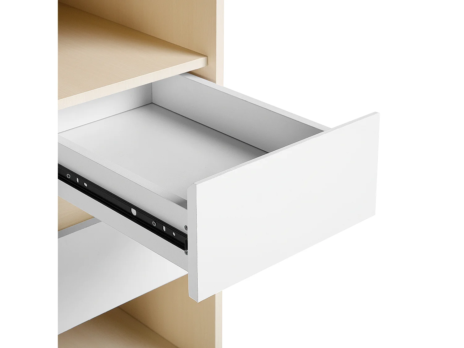 Schreibtisch weiß / heller Holzfarbton 130 x 60 cm 3 Schubladen CARACAS