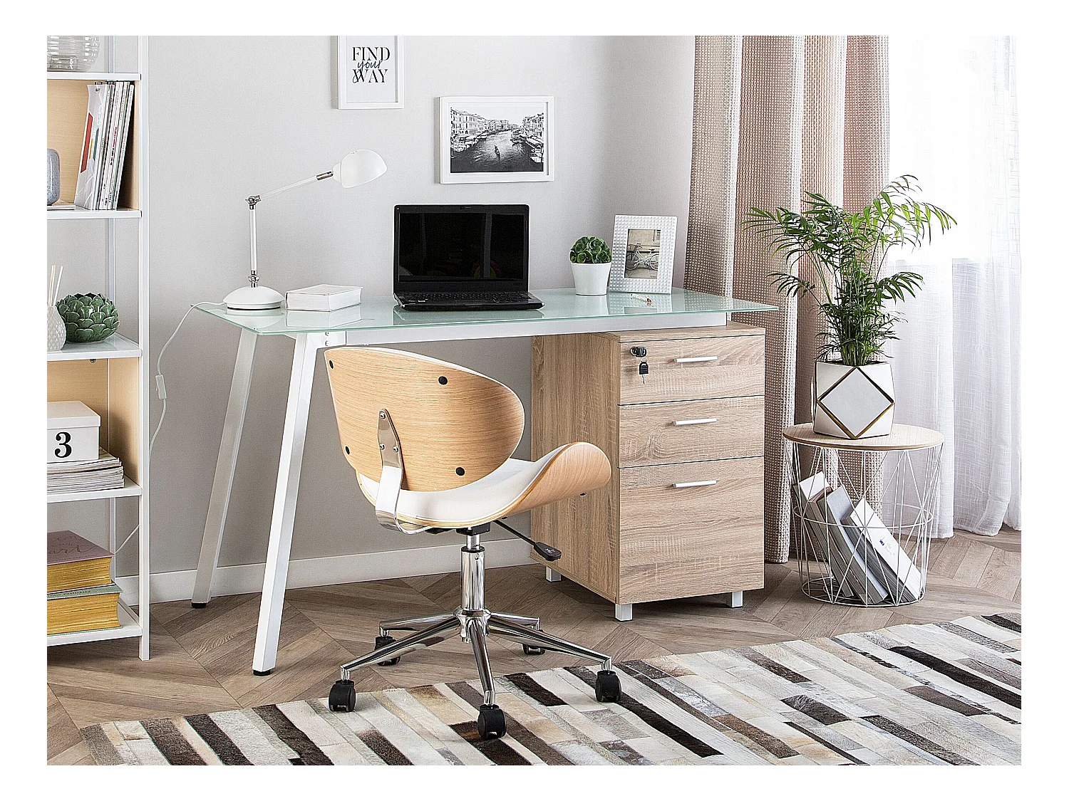 Escritorio MONTEVIDEO Blanco 130 cm 60 cm con almacenaje