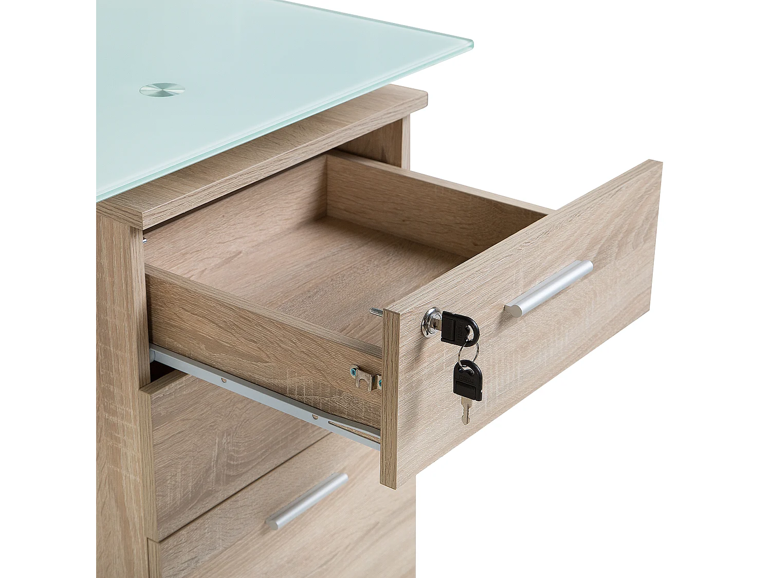 Table de bureau MONTEVIDEO Blanc 130 cm 60 cm avec rangement
