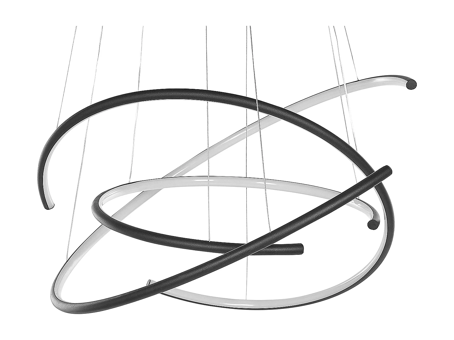 Hängelampe Metall schwarz Saturn-Optik Ringform höhenverstellbar Modern Mayu