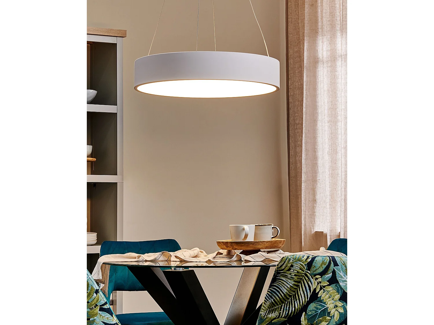 Candeeiro LED suspenso LENYA Metal Branco