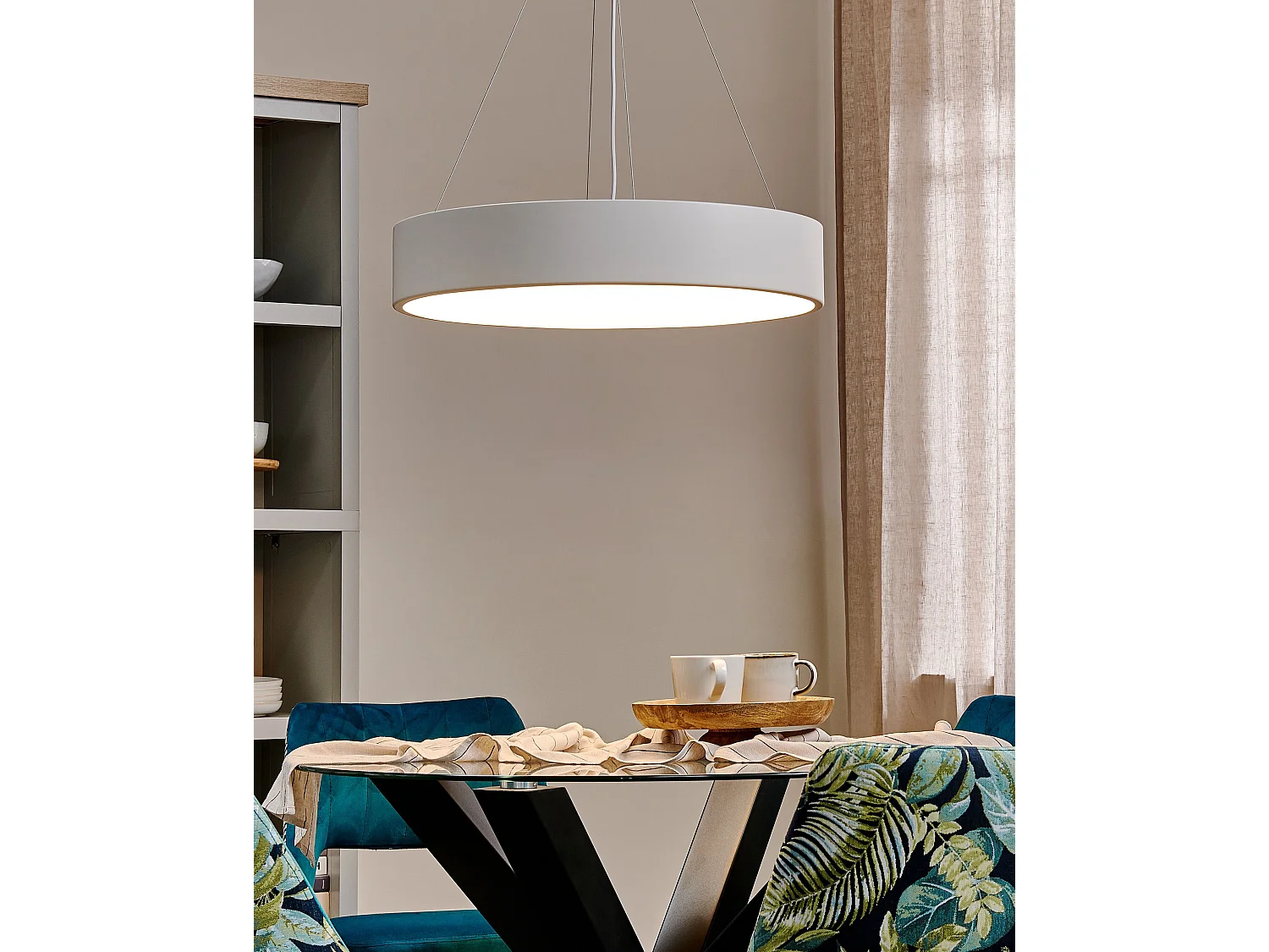 Candeeiro LED suspenso BALILI Metal Branco