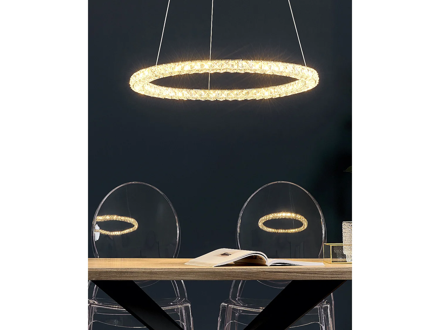 Lampe LED suspendue MAGAT Cristal Argenté