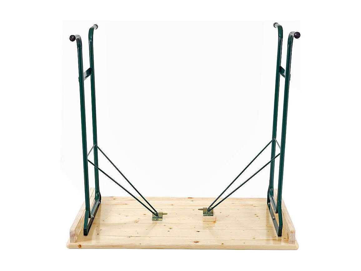 Table haute HWC-L67 - table de brasserie table de tente de bière table de camping - pliable métal pin bois huilé 110x125x70cm