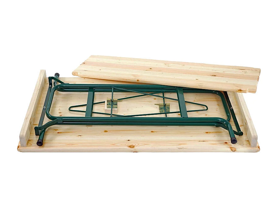 Table haute HWC-L67 - table de brasserie table de tente de bière table de camping - pliable métal pin bois huilé 110x125x70cm
