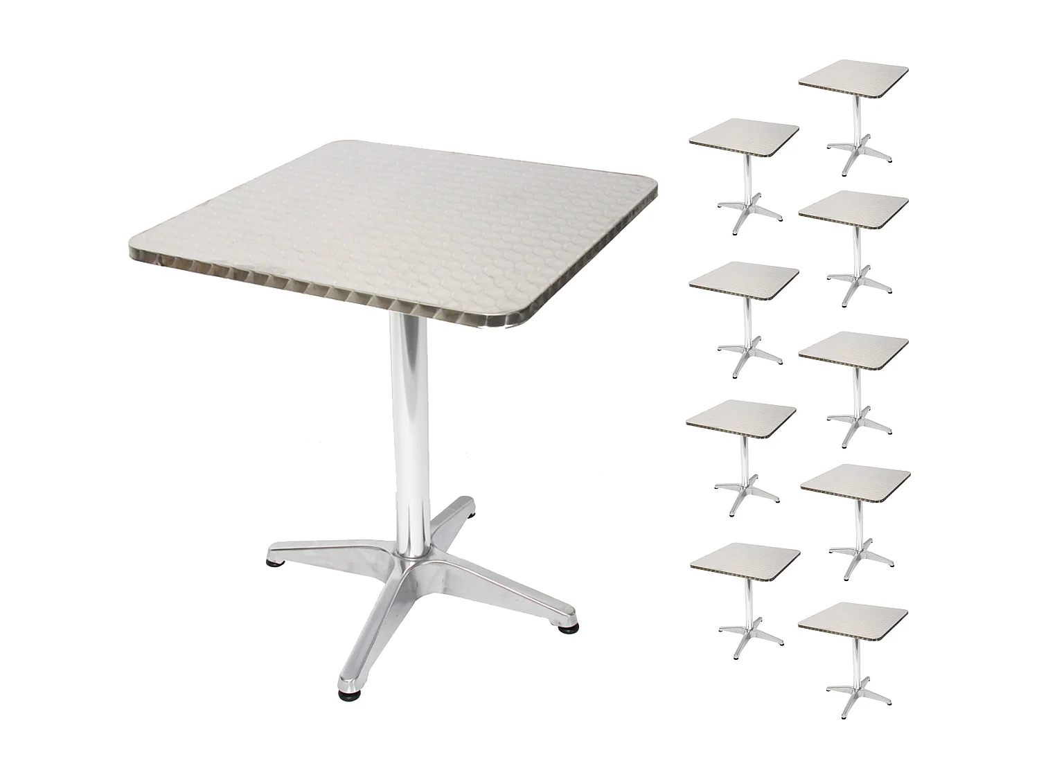 Set 10x tavoli bistro bar giardino M28 alluminio quadrato 60x60x70cm