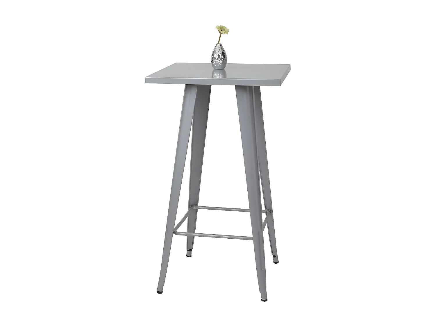 Tavolo tavolino bar quadrato design industriale HWC-A73 105x60x60cm metallo grigio