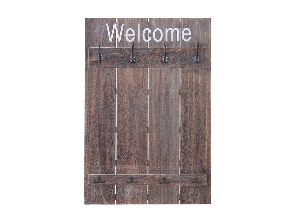 Portemanteau mural HWC-C89, WELCOME, 91x60cm - brun shabby