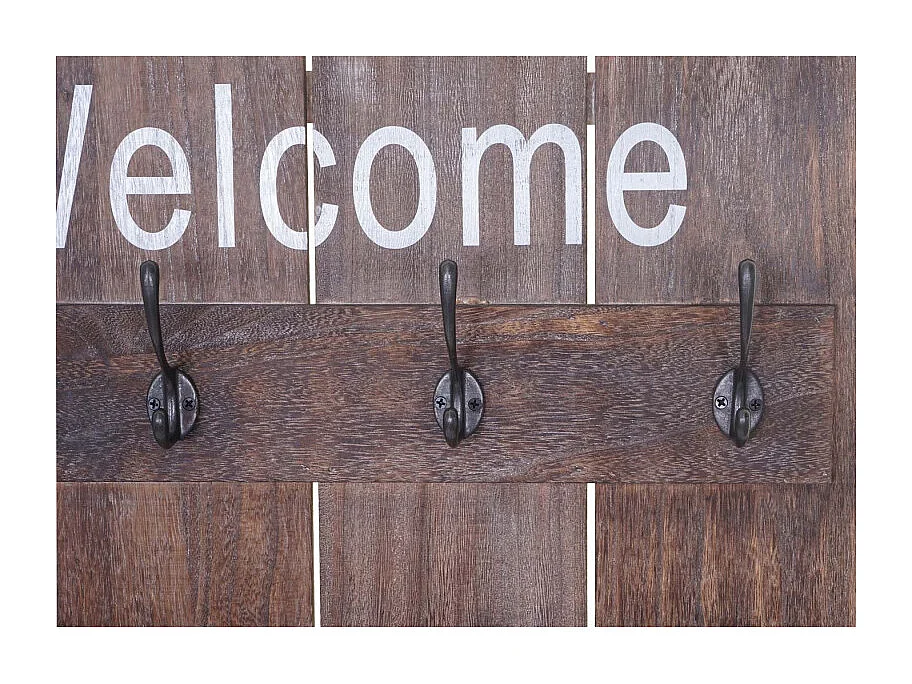 Portemanteau mural HWC-C89, WELCOME, 91x60cm - brun shabby