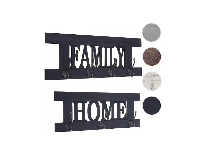 2x garderobe murale HWC-C60 Home+Family, planche vestiaire, style shabby chic, vintage 60x21cm - gris foncé