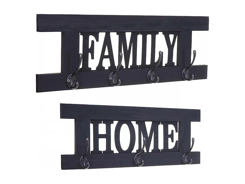 2x garderobe murale HWC-C60 Home+Family, planche vestiaire, style shabby chic, vintage 60x21cm - gris foncé