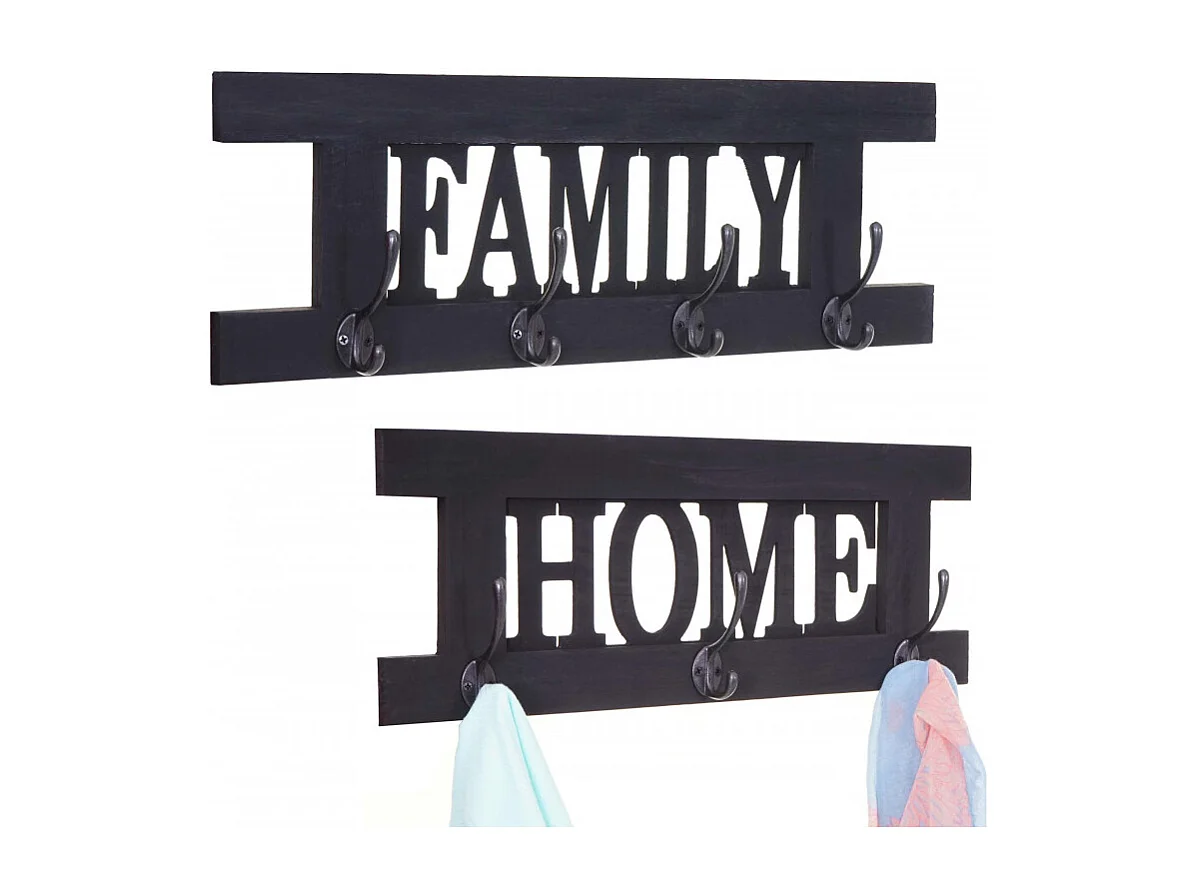 2x garderobe murale HWC-C60 Home+Family, planche vestiaire, style shabby chic, vintage 60x21cm - gris foncé