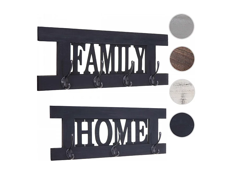 2x garderobe murale HWC-C60 Home+Family, planche vestiaire, style shabby chic, vintage 60x21cm - gris foncé