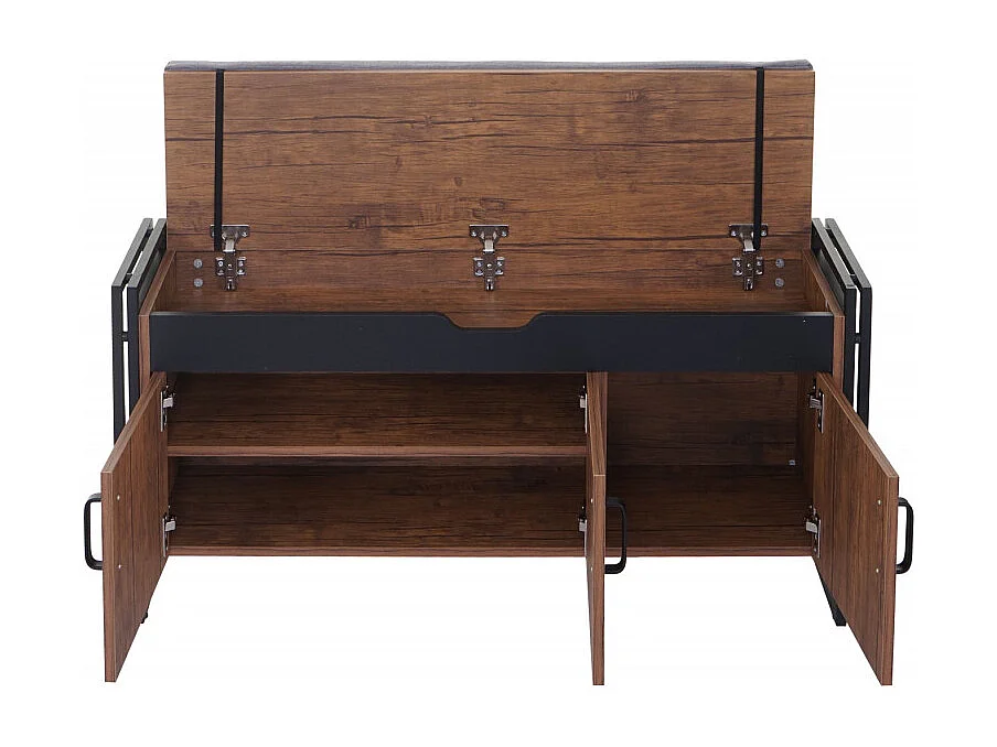 Portemanteau mural + banquette HWC-A27, 53x110x30cm, aspect chêne