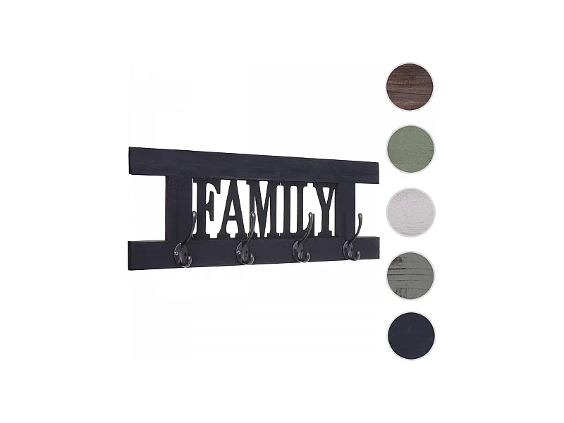 Garderobe murale HWC-C60 Family, planche vestiaire, style shabby chic, vintage 60x21cm - gris foncé