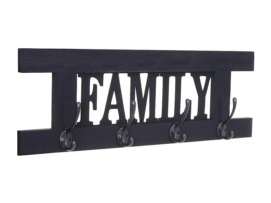 Garderobe murale HWC-C60 Family, planche vestiaire, style shabby chic, vintage 60x21cm - gris foncé