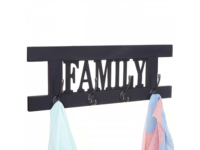 Garderobe murale HWC-C60 Family, planche vestiaire, style shabby chic, vintage 60x21cm - gris foncé