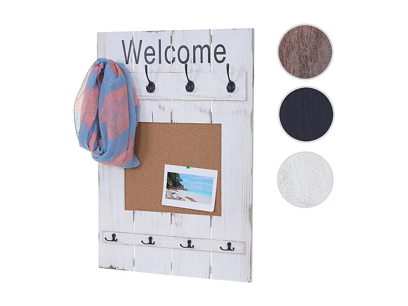 Portemanteau mural HWC-C89 avec tableau d'affichage, 91x60cm - gris foncé shabby