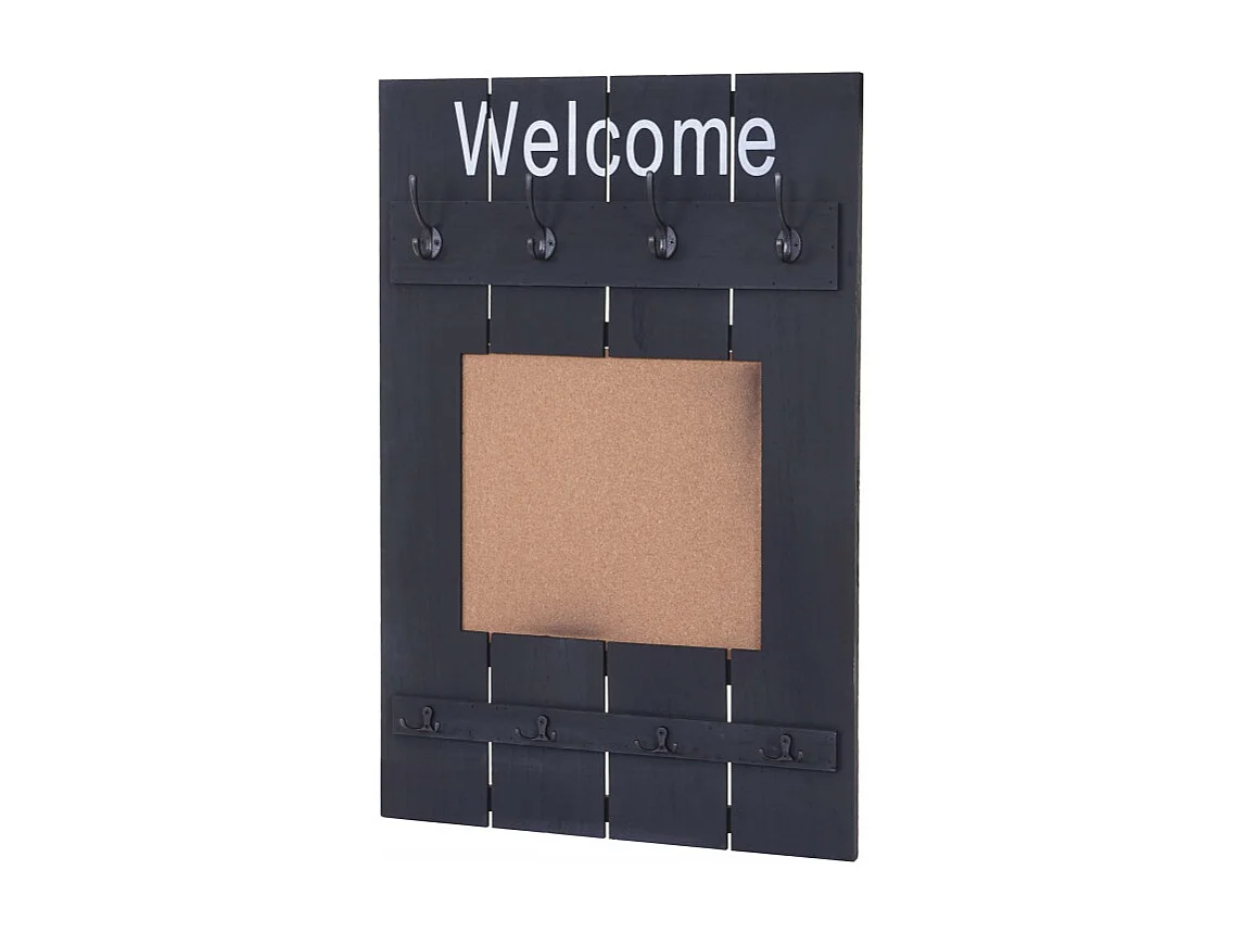 Portemanteau mural HWC-C89 avec tableau d'affichage, 91x60cm - gris foncé shabby