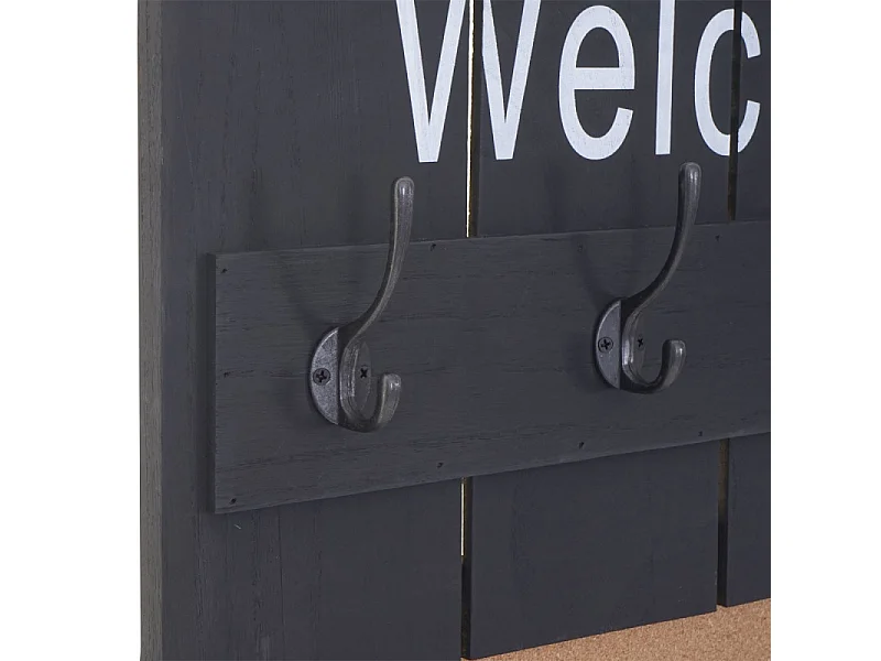 Portemanteau mural HWC-C89 avec tableau d'affichage, 91x60cm - gris foncé shabby