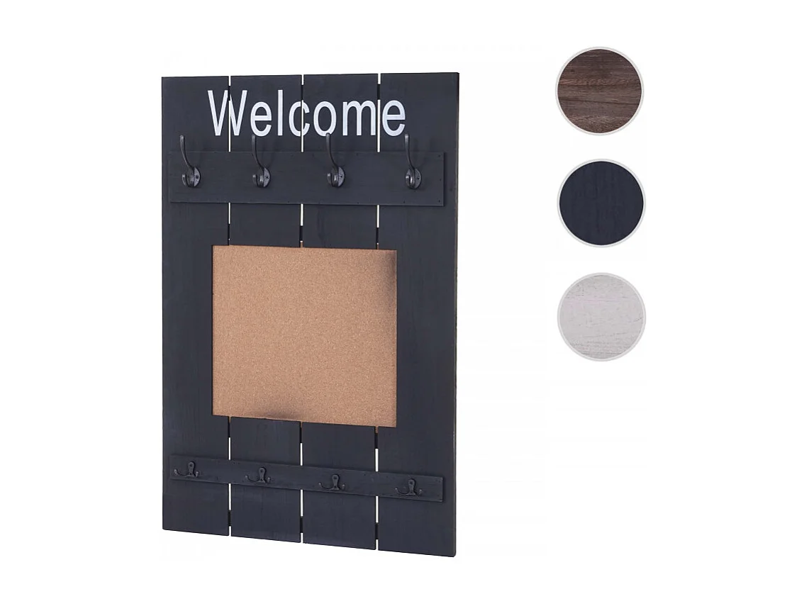 Portemanteau mural HWC-C89 avec tableau d'affichage, 91x60cm - gris foncé shabby