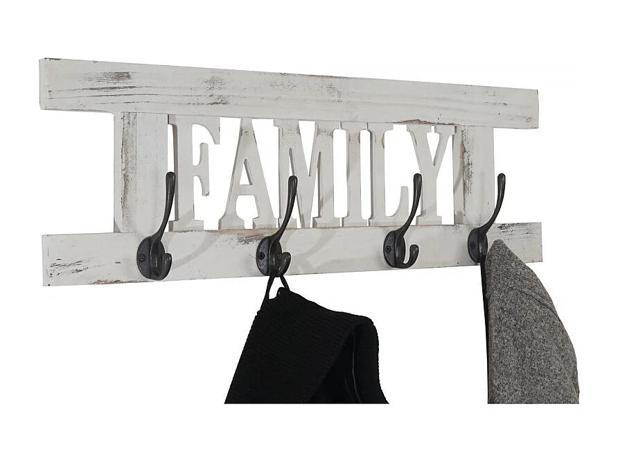 2x garde-robe murale Home+Family, set de planche vestiaire, style shabby, vintage, 55x20cm - blanc