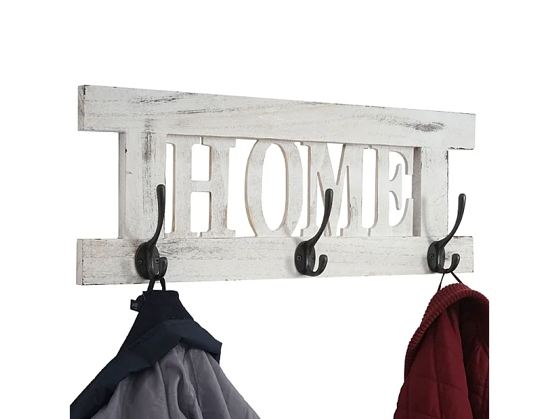 2x garde-robe murale Home+Family, set de planche vestiaire, style shabby, vintage, 55x20cm - blanc