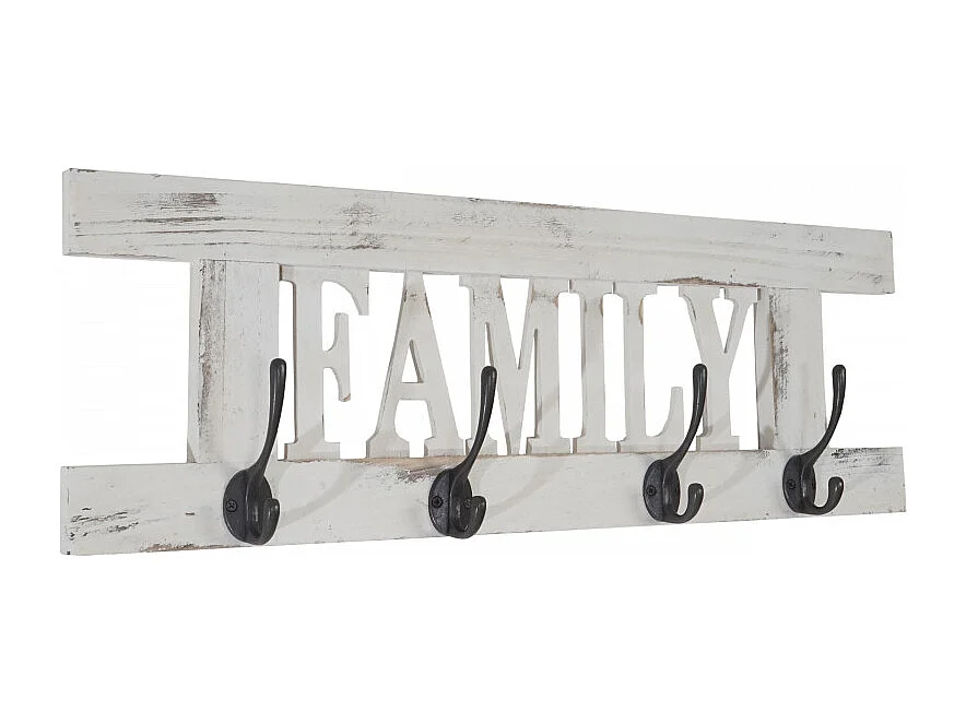 2x garde-robe murale Home+Family, set de planche vestiaire, style shabby, vintage, 55x20cm - blanc