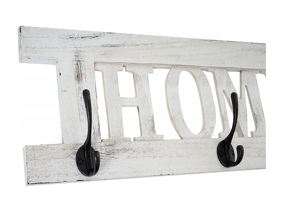 2x garde-robe murale Home+Family, set de planche vestiaire, style shabby, vintage, 55x20cm - blanc