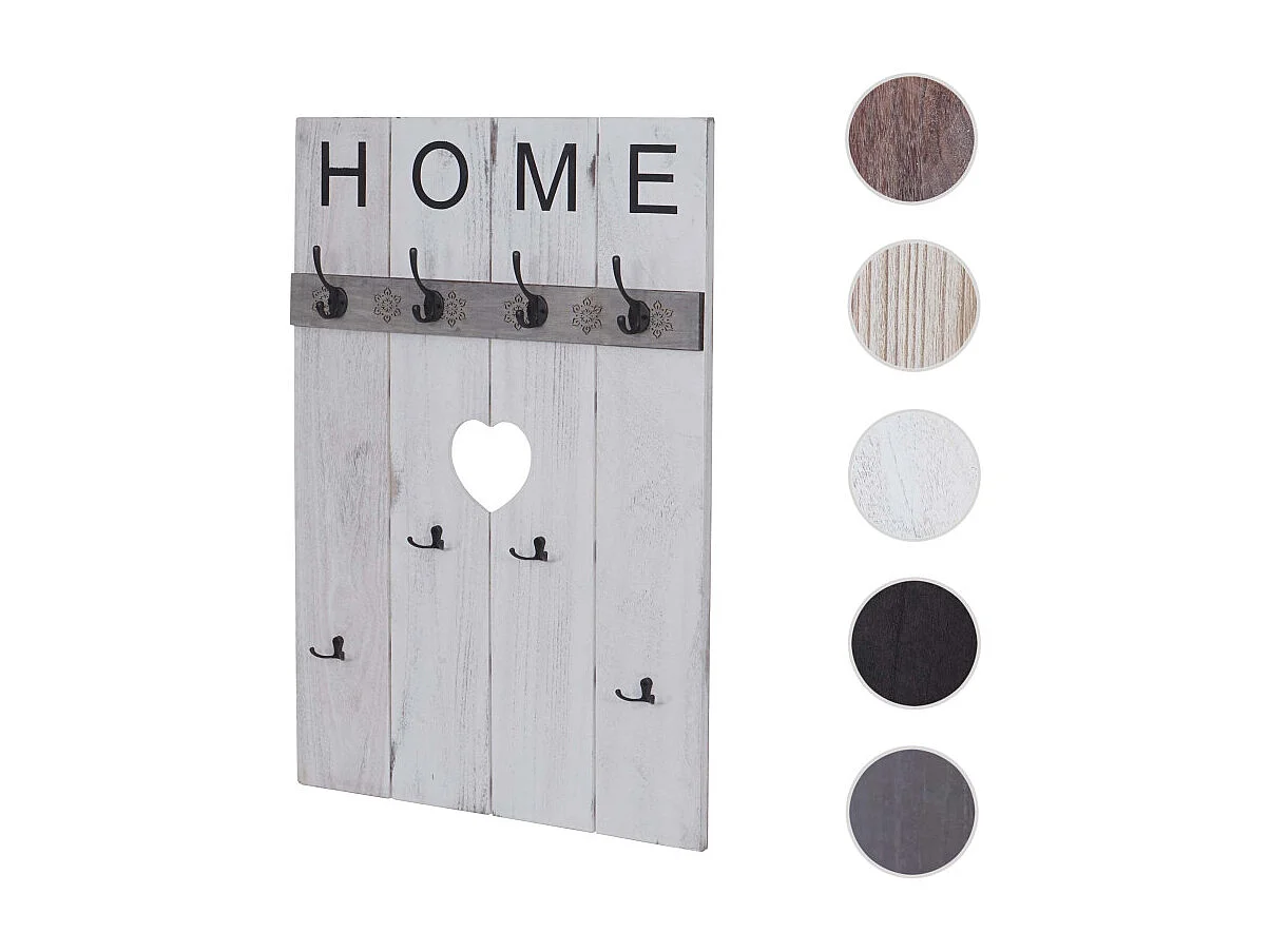 Penderie murale HWC-C89 Home - Penderie panneau Penderie - Shabby-Look Vintage - 8 Crochets 91x60cm - grau-blau