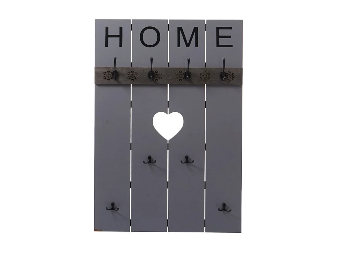 Penderie murale HWC-C89 Home - Penderie panneau Penderie - Shabby-Look Vintage - 8 Crochets 91x60cm - grau-blau