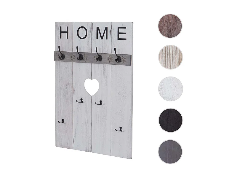 Penderie murale HWC-C89 Home - Penderie panneau Penderie - Shabby-Look Vintage - 8 Crochets 91x60cm - grau-blau