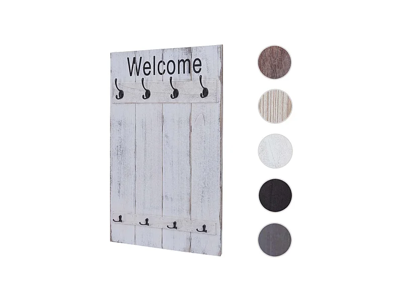 Armoire murale HWC-C89 Welcome - Panneau d'armoire - Shabby-Look Vintage - 91x60cm - grau-blau