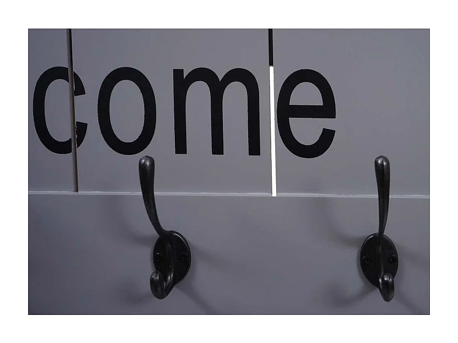 Armoire murale HWC-C89 Welcome - Panneau d'armoire - Shabby-Look Vintage - 91x60cm - grau-blau