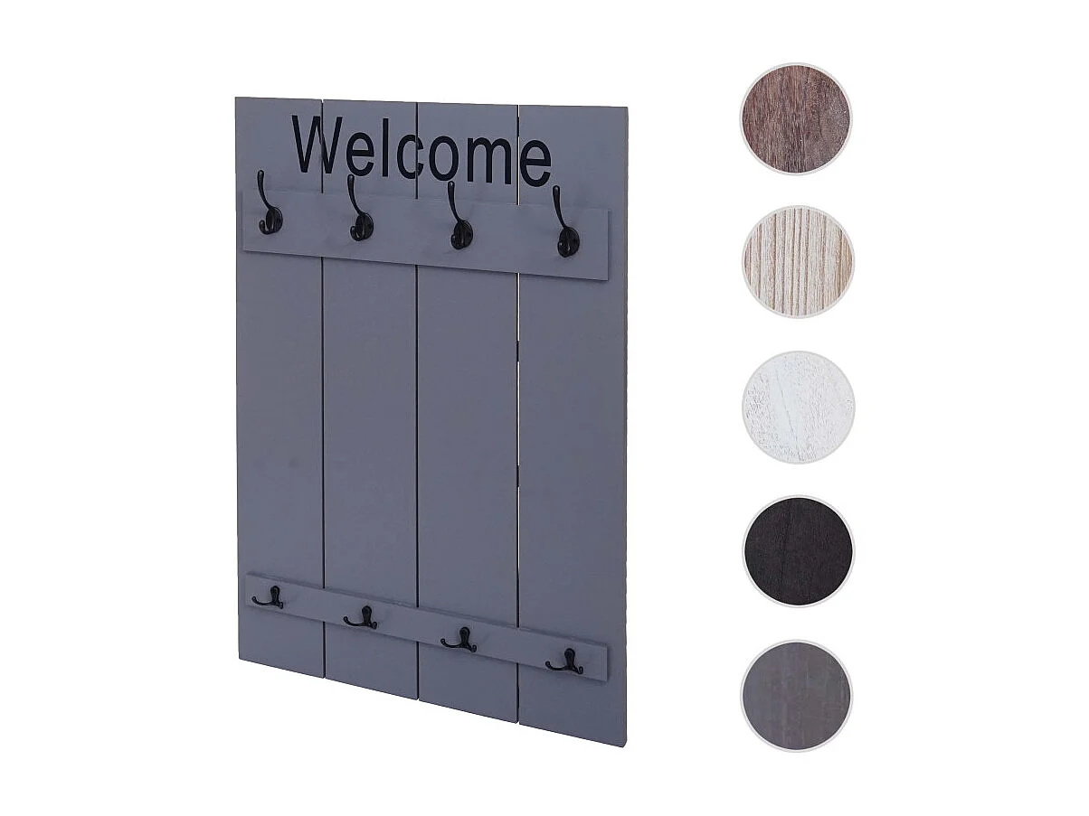 Armoire murale HWC-C89 Welcome - Panneau d'armoire - Shabby-Look Vintage - 91x60cm - grau-blau
