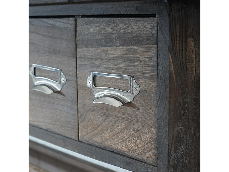 Portemanteau mural, étagère 5 tiroirs, 65x13x32cm, shabby chic, vintage - marron