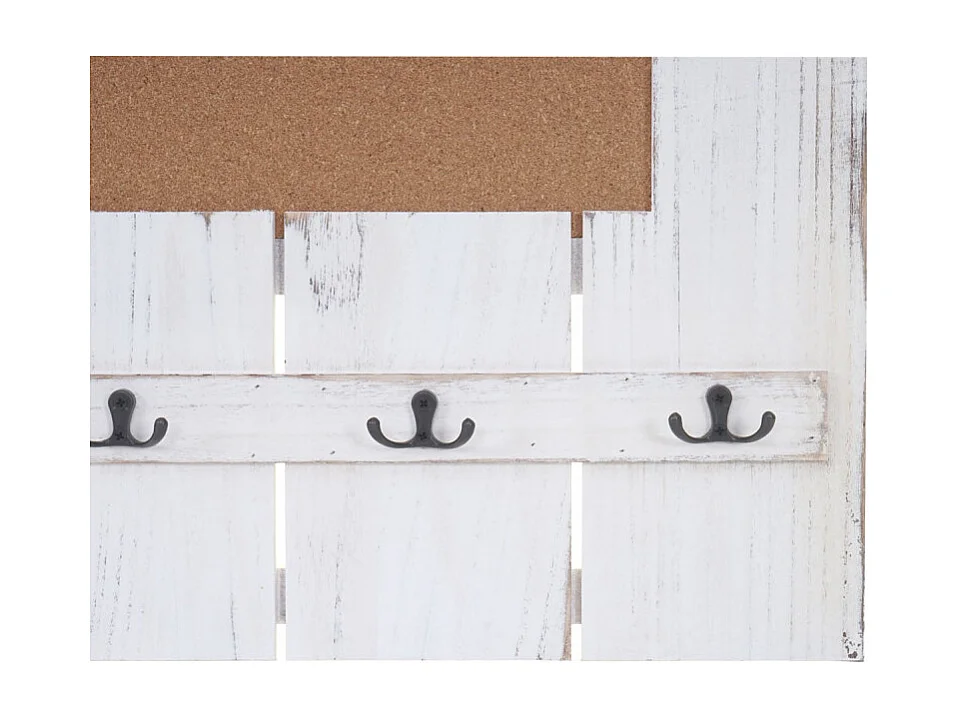 Portemanteau mural HWC-C89 avec tableau d'affichage, 91x60cm - blanc shabby