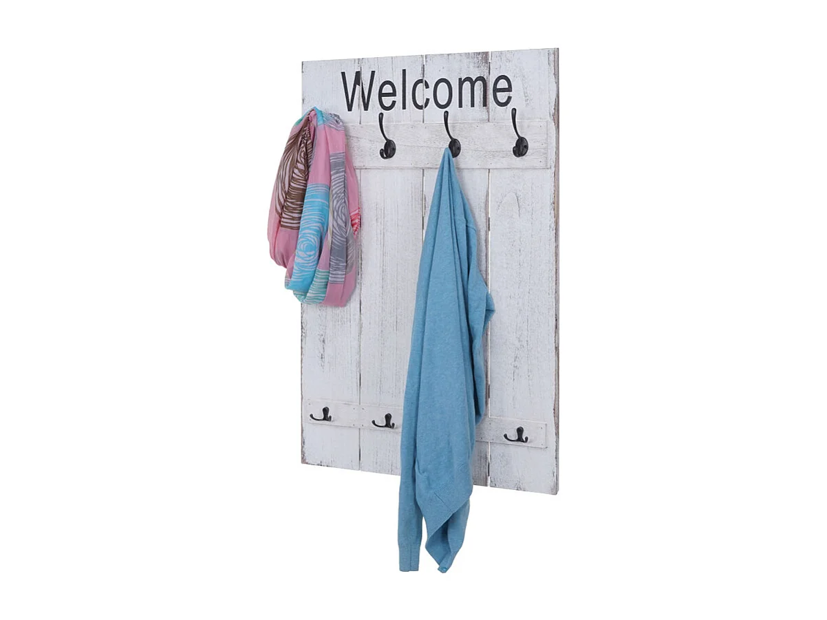 Portemanteau mural HWC-C89, style shabby, 91x60cm ~ blanc