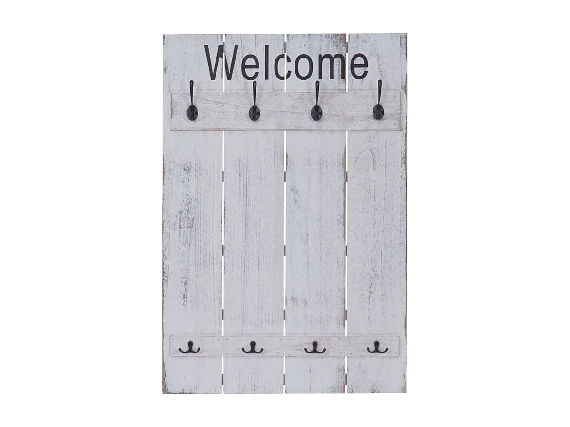 Portemanteau mural HWC-C89, style shabby, 91x60cm ~ blanc