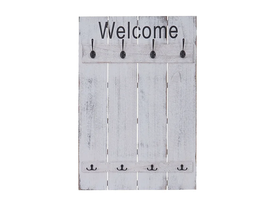 Portemanteau mural HWC-C89, style shabby, 91x60cm ~ blanc