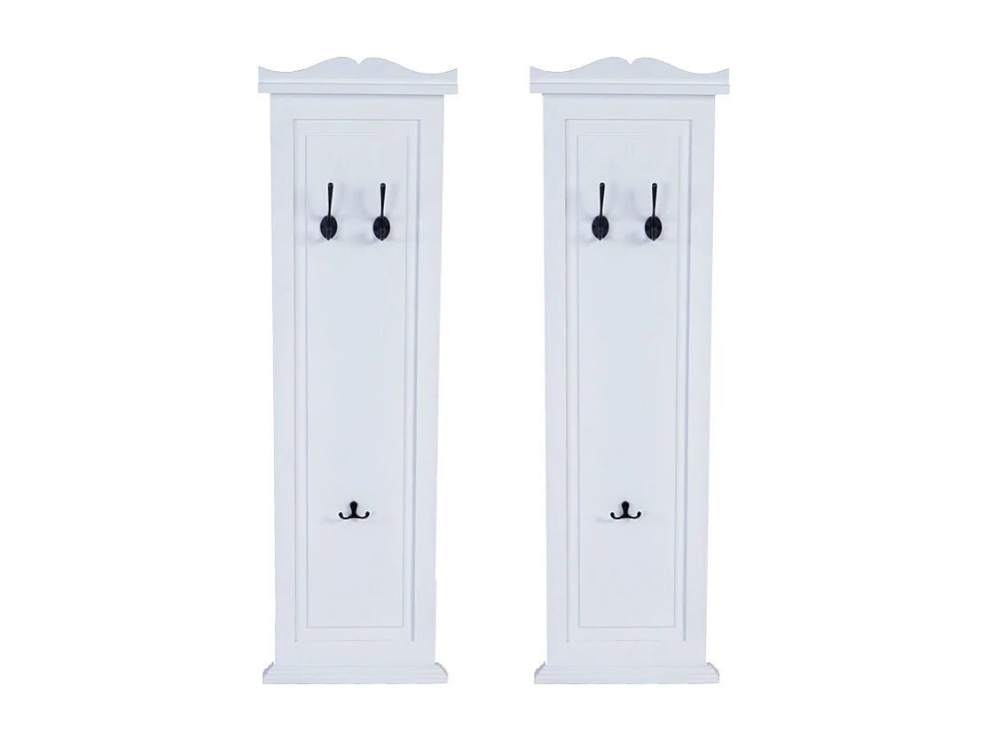 Patère / portemanteau / vestiaire mural, 28x3,5x109cm ~ laqué en blanc