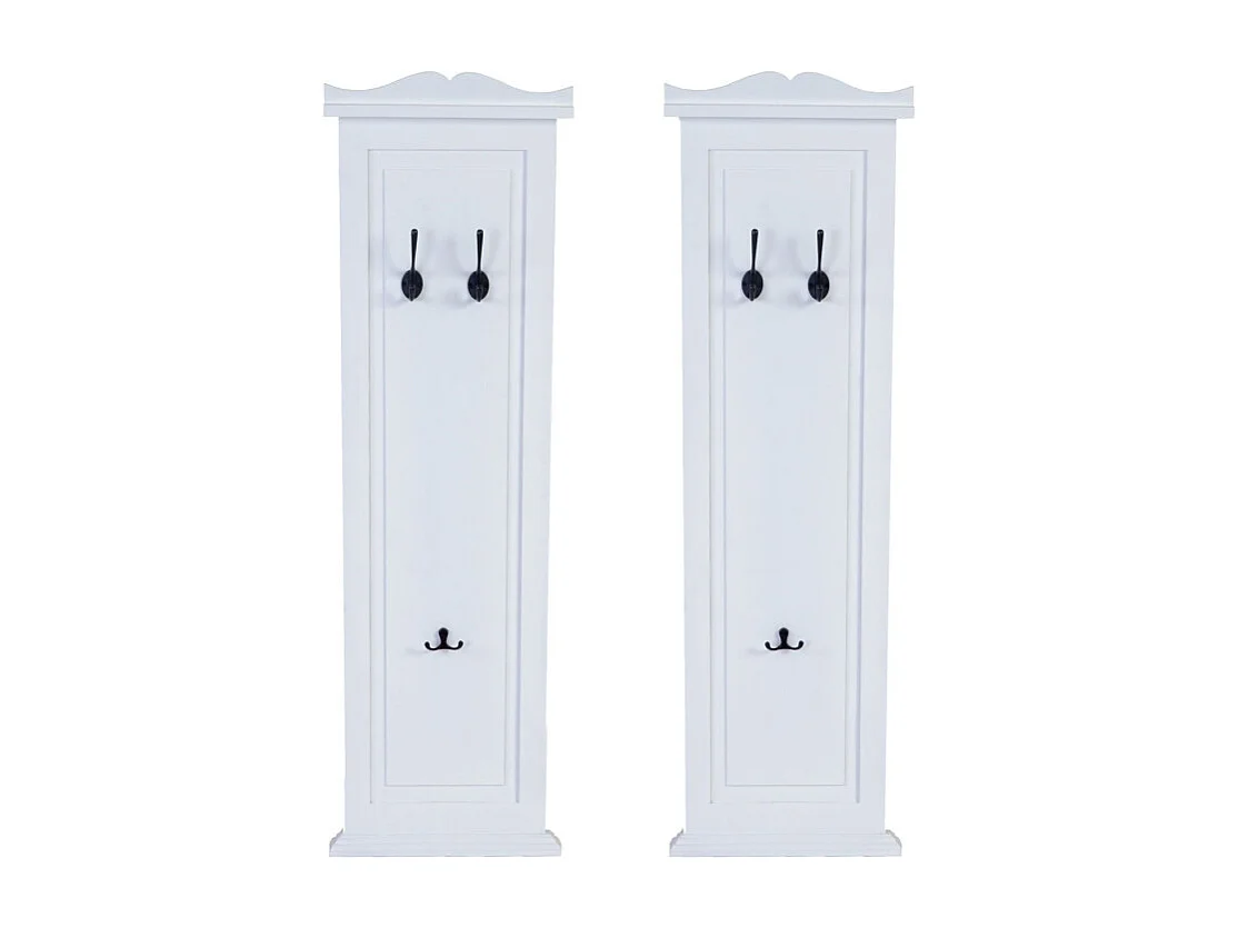 Patère / portemanteau / vestiaire mural, 28x3,5x109cm ~ laqué en blanc