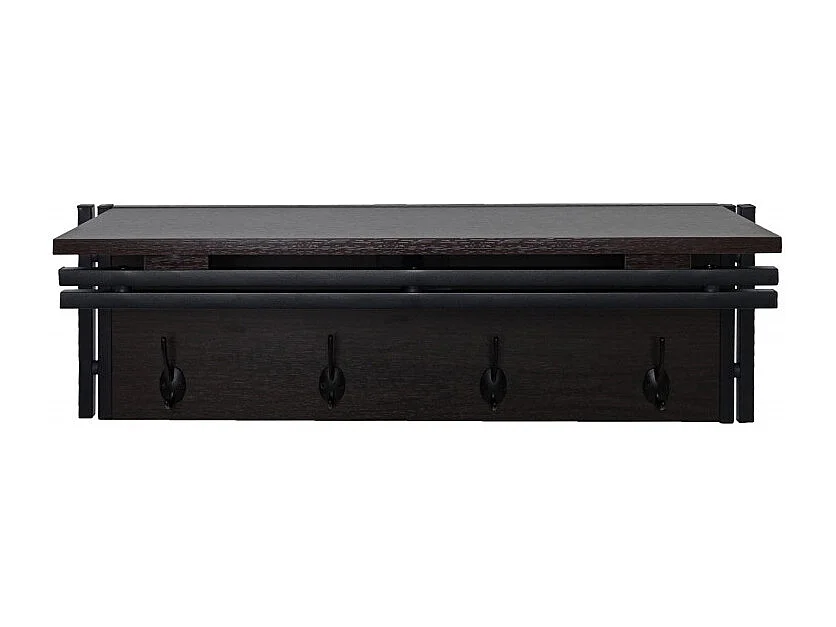 Porte-manteau mural HWC-A27, étagère porte-manteau, 4 crochets 24x75x24cm structure 3D - marron foncé