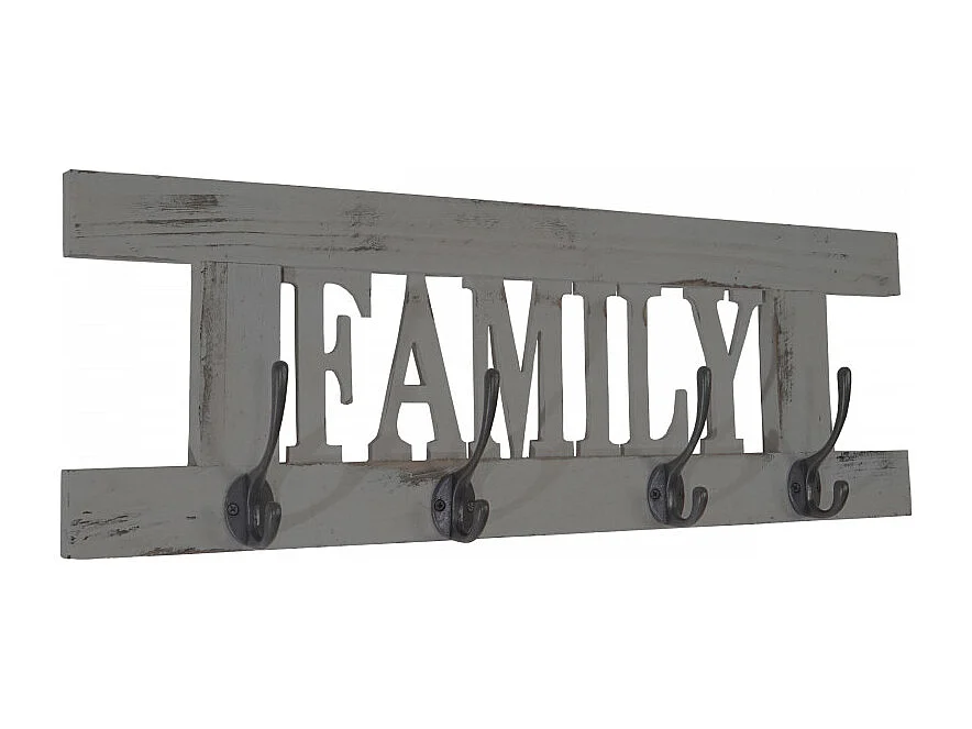 Garde-robe murale Family, planche vestiaire, style shabby, vintage, 60x20cm - gris